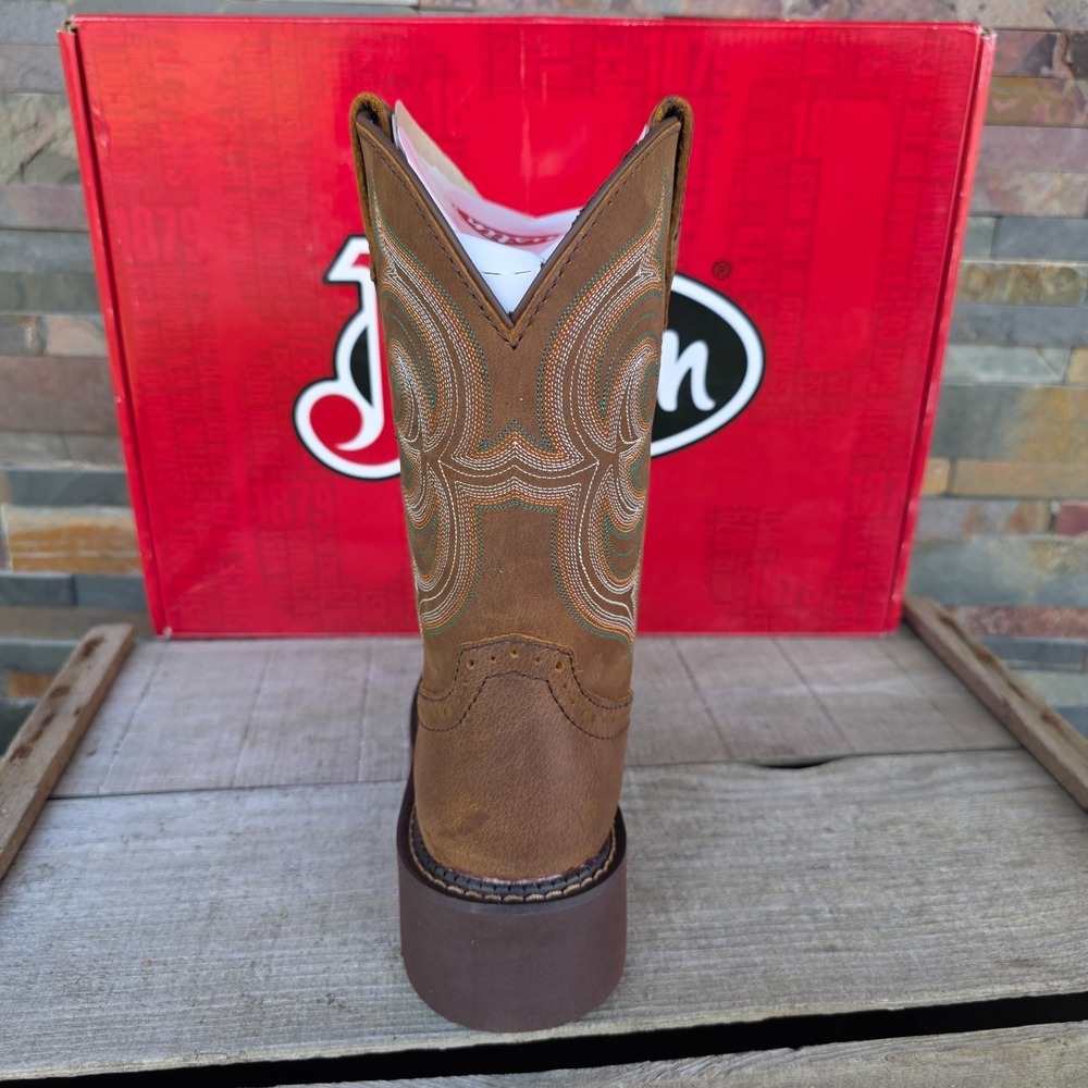 Justin Boots INJI Brown Water Buffalo Wide Square Toe Boots Size 6.5B GY9984 NEW - Picture 13 of 16